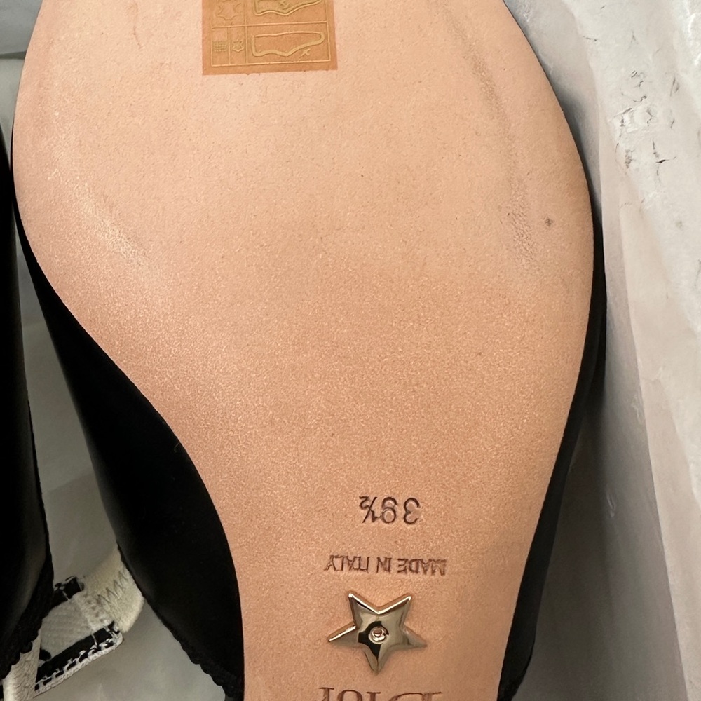 DIOR BLACK LEATHER AND RIBBON KITTEN HEEL SLINGBACKS SIZE 39.5 - Picture 14 of 14